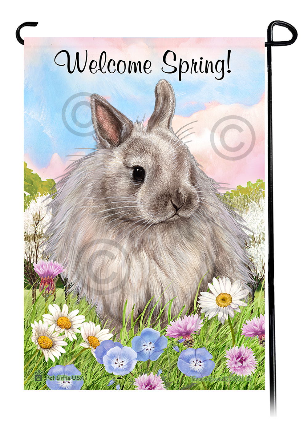 Rabbit Jersey Wooley - Welcome Spring Garden Flag image