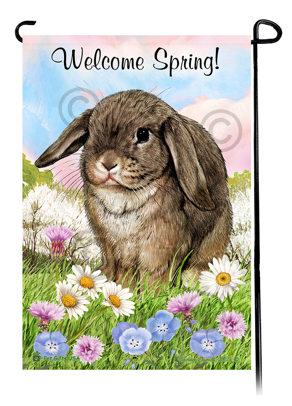 Rabbit Mini Lop Agouti - Welcome Spring Garden Flag image
