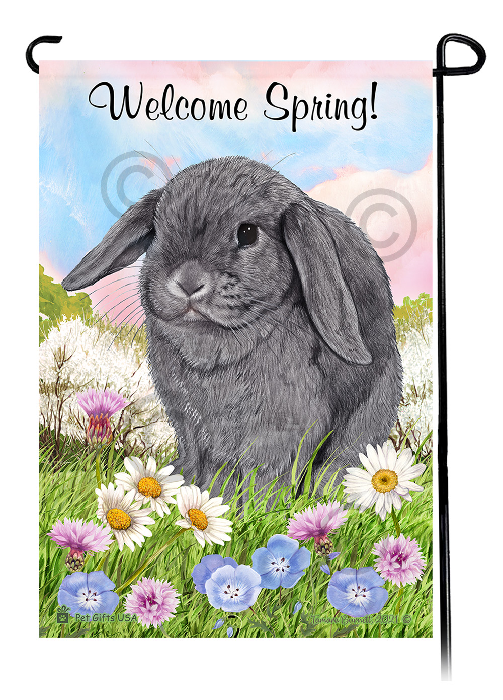 Rabbit Mini Lop Blue - Welcome Spring Garden Flag image