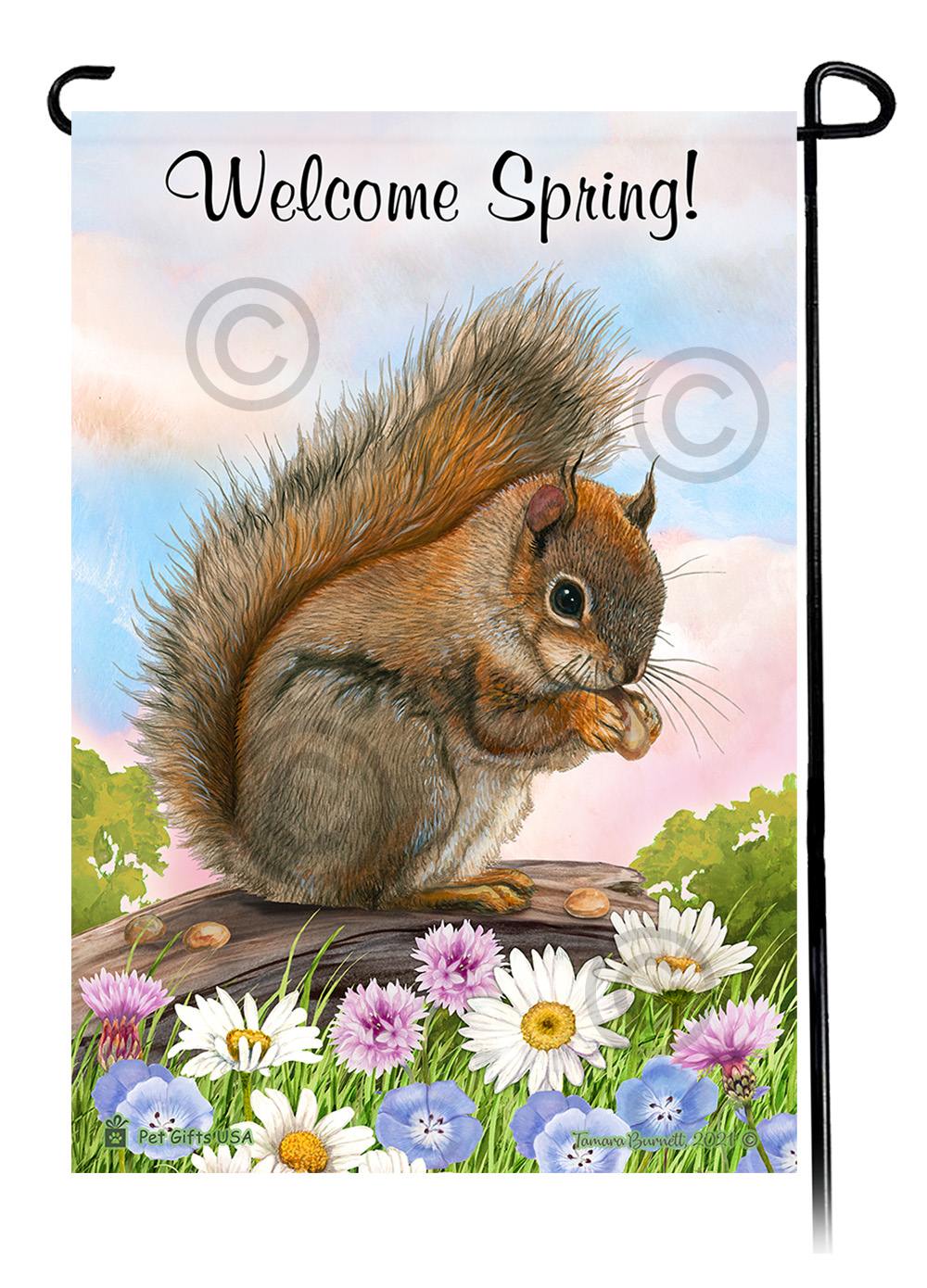 Squirrel - Welcome Spring Garden Flag Image
