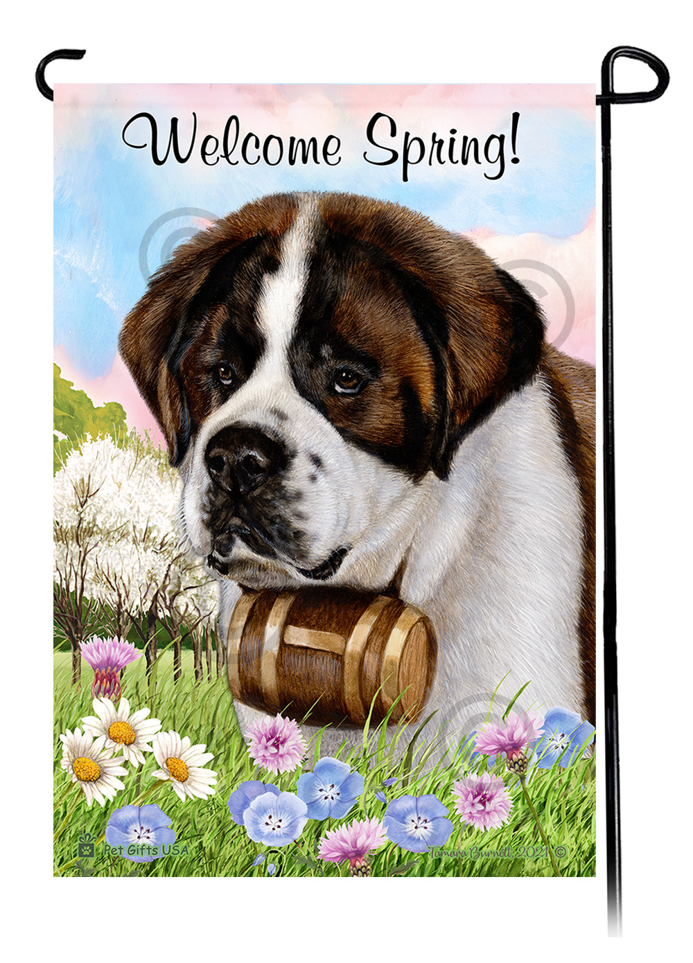 Saint Bernard - Welcome Spring Garden Flag image
