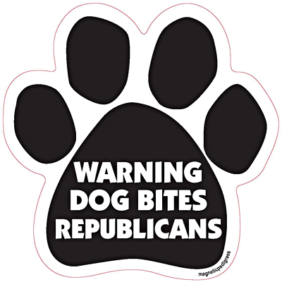 Warning Dog Bites Republicans - Paw Magnet Image
