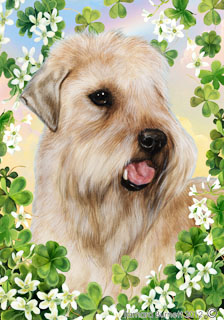  Soft Coated Wheaten Terrier Saint Patricks Scene - Garden Flag image sized 224 x 320