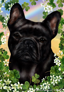 French Bulldog (Black) Saint Patricks Scene - Garden Flag image sized 224 x 320