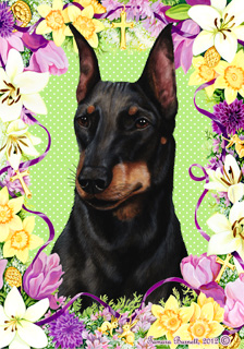 Easter Flowers Manchester Terrier - Garden Flag image sized 224 x 320