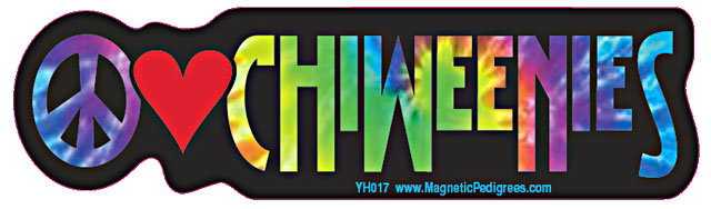 Peace Love Chiweenies - Yippie Hippie Bumper Sticker image sized 640 x 188