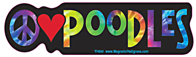 Peace Love Poodles - Yippie Hippie Bumper Sticker image sized 640 x 188