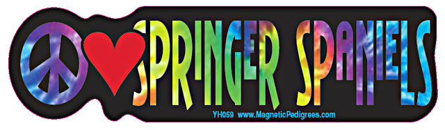 Peace Love Springer Spaniels - Yippie Hippie Bumper Sticker image sized 640 x 188