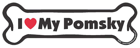 I Love My Pomsky - Bone Magnet image sized 450 x 155