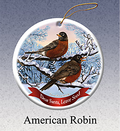 American Robin - Howliday Ornament image sized 413 x 450
