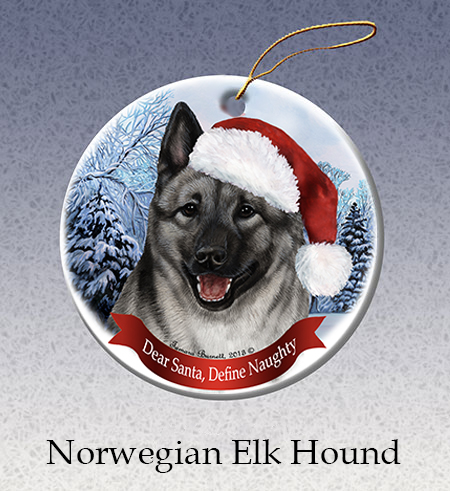 Norwegian Elkhound - Howliday Ornament image sized 450 x 491
