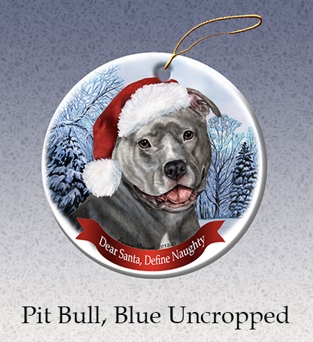 Pit Bull (Uncropped Blue) - Howliday Ornament Image