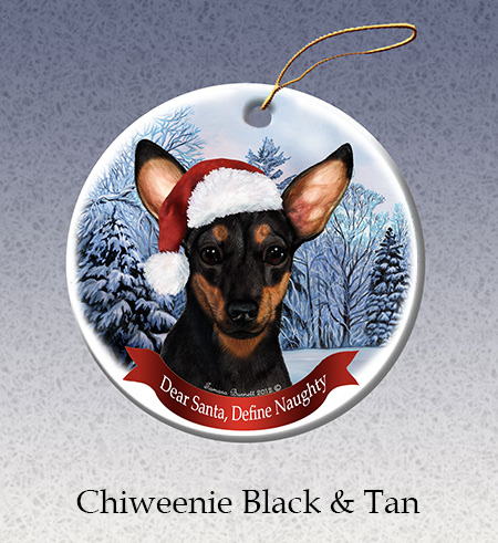 Chiweenie Black & Tan - Howliday Ornament image sized 450 x 491