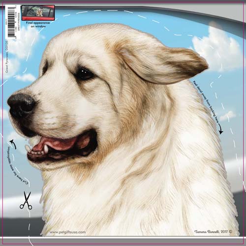 Great Pyrenees - Dogs On The Move Window Decal image sized 500 x 500