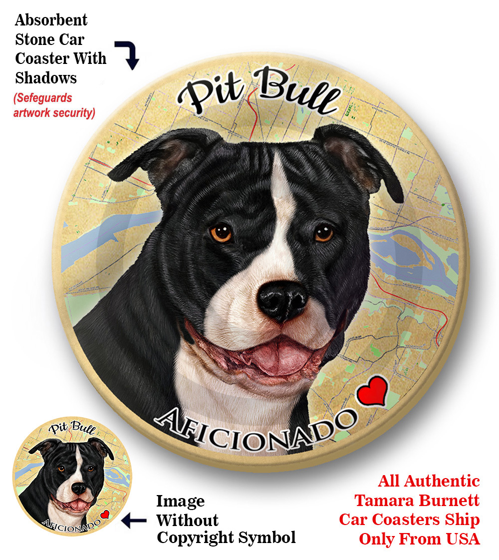 An image of product 8293 Pit Bull (Uncrop Black & White) - Coaster Buddy