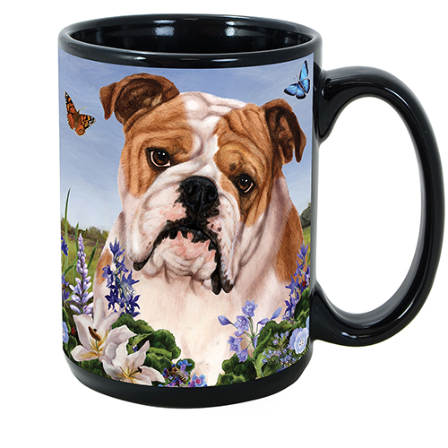 Bulldog Tan & White - Garden Party Fun Mug 15 oz Image