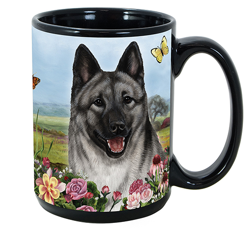 Norwegian Elkhound - Garden Party Fun Mug 15 oz image sized 500 x 500