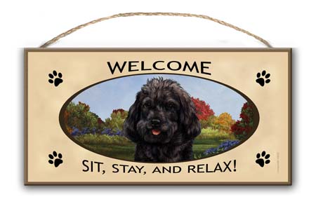 Cockapoo (Black) - Welcome Sign image sized 450 x 294