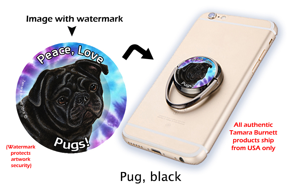 Pug Black - Phone Stand image sized 931 x 611