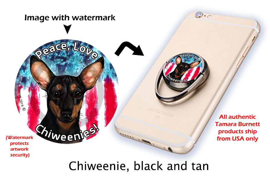 Chiweenie Black/Tan - Phone Stand image sized 931 x 611