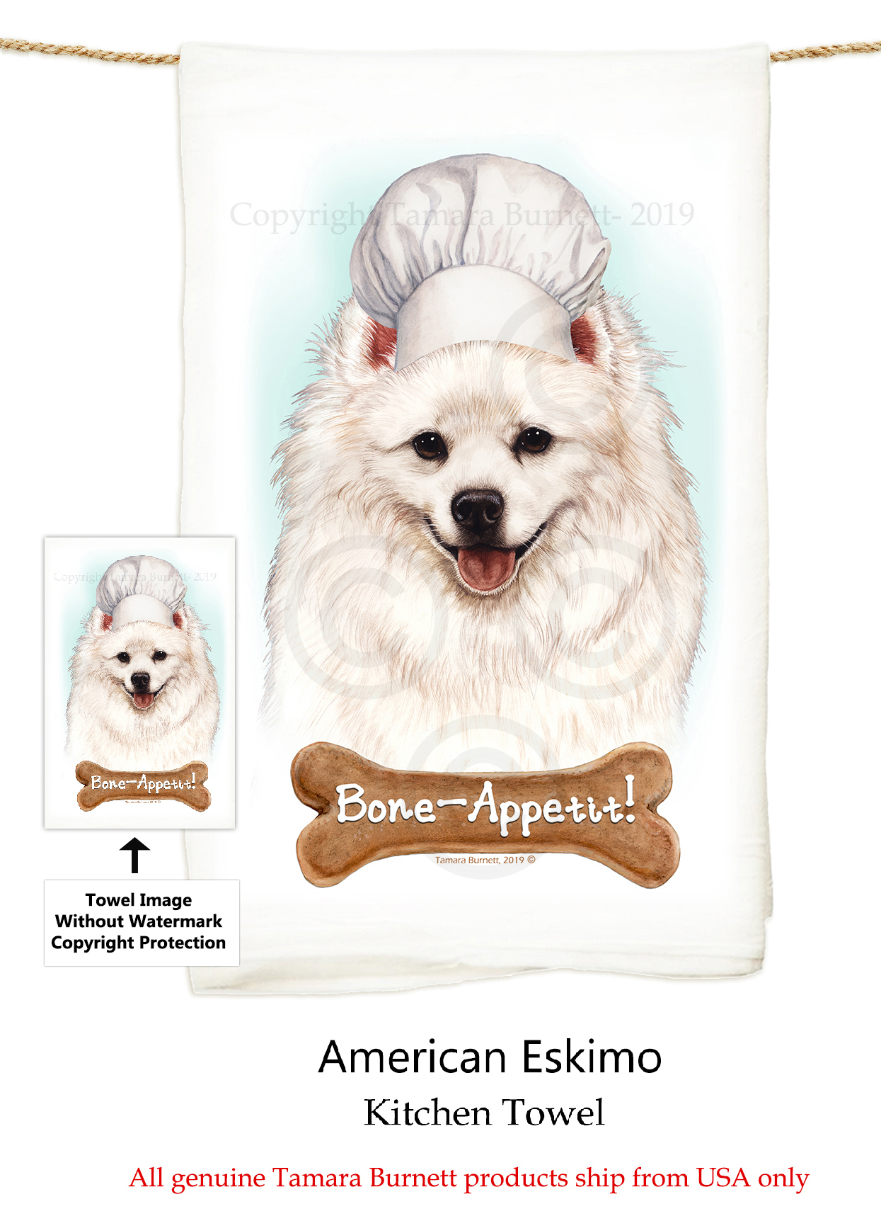American Eskimo - Flour Sack Towel image sized 1245 x 1717