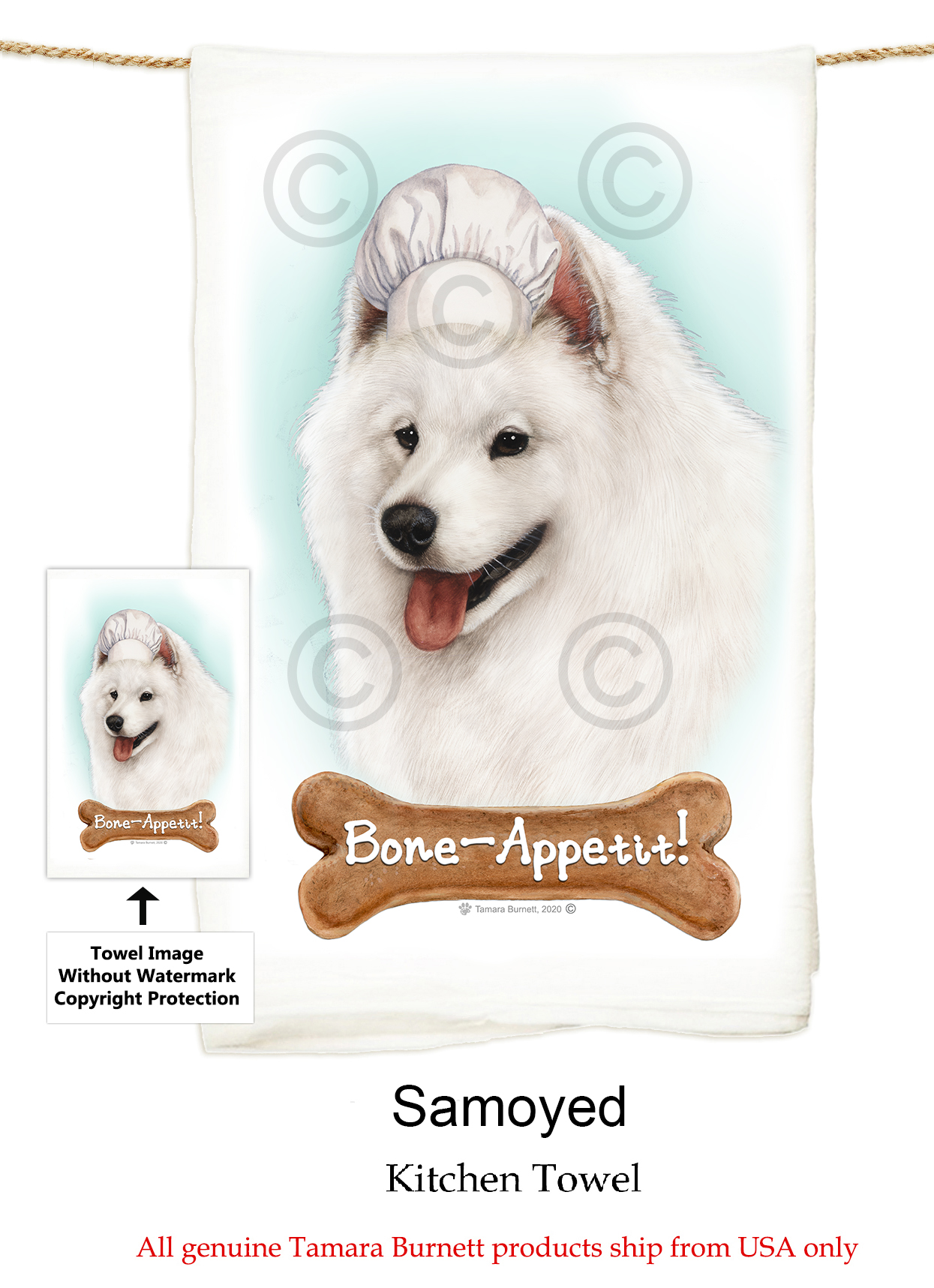 Samoyed - Flour Sack Towel image sized 1245 x 1717
