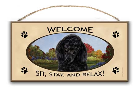 Poodle (Black) - Welcome Sign image sized 450 x 294