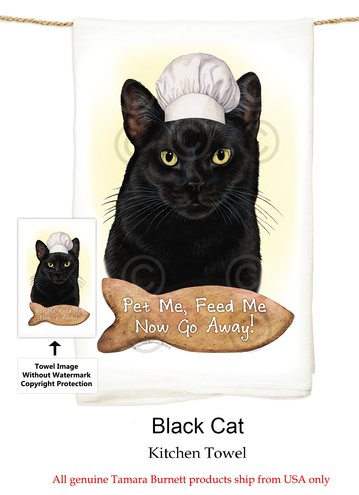 Black Cat - Flour Sack Towel image sized 1245 x 1717