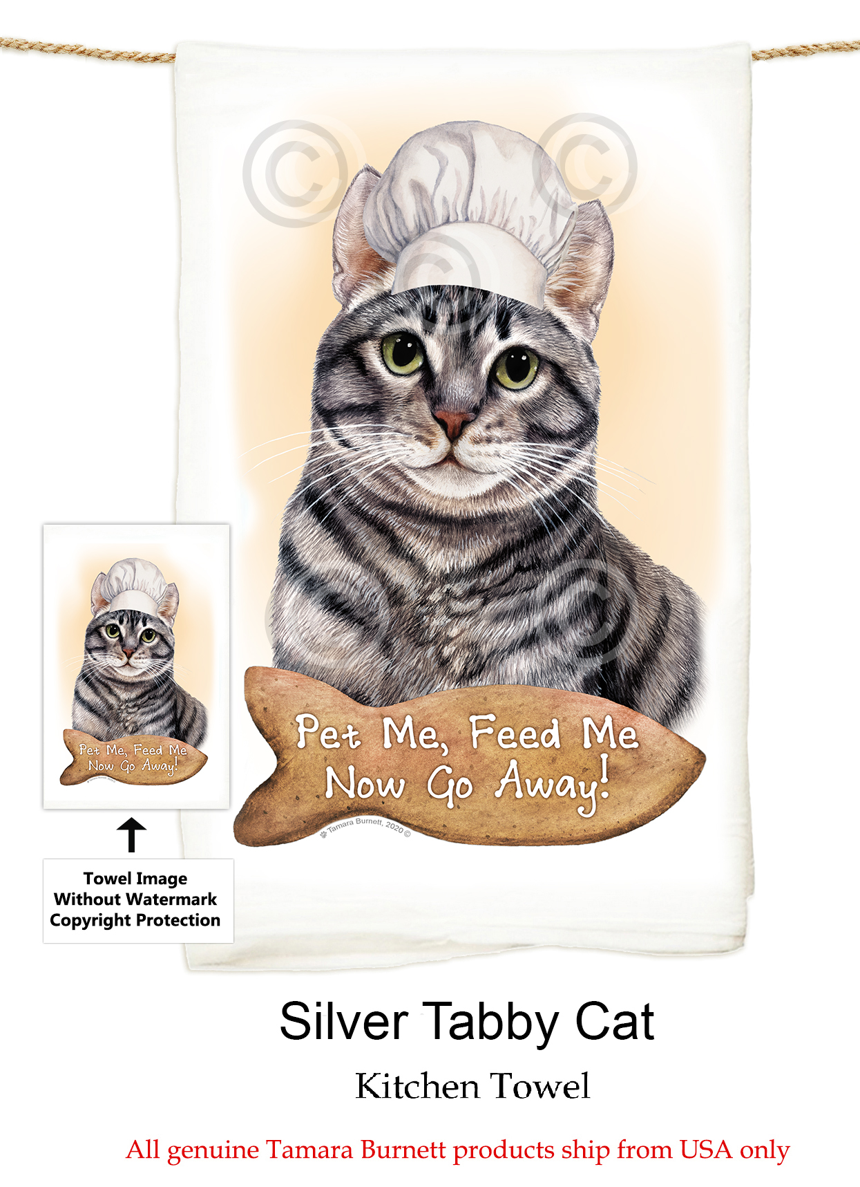 Silver Tabby Cat - Flour Sack Towel Image