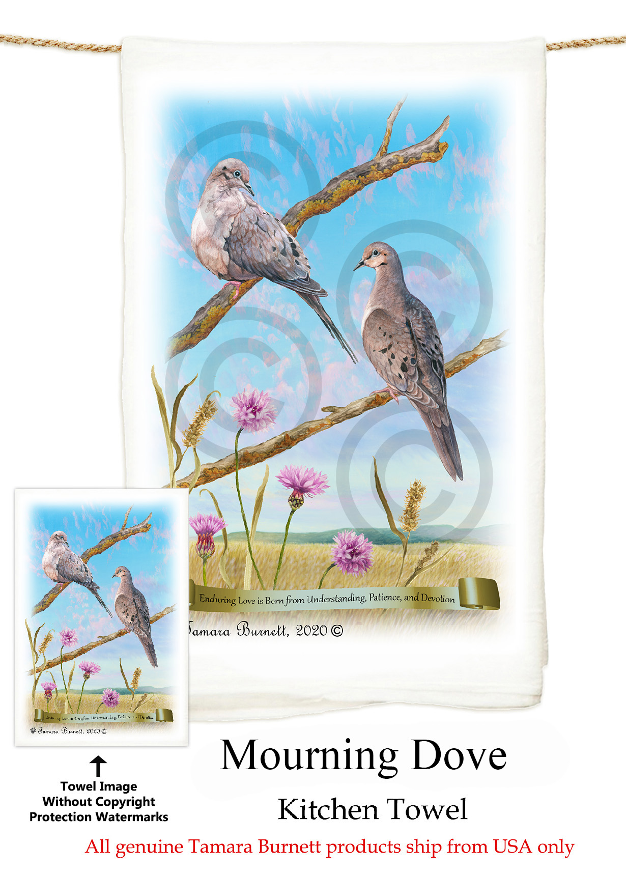Mourning Doves - Flour Sack Towel image sized 1230 x 1717
