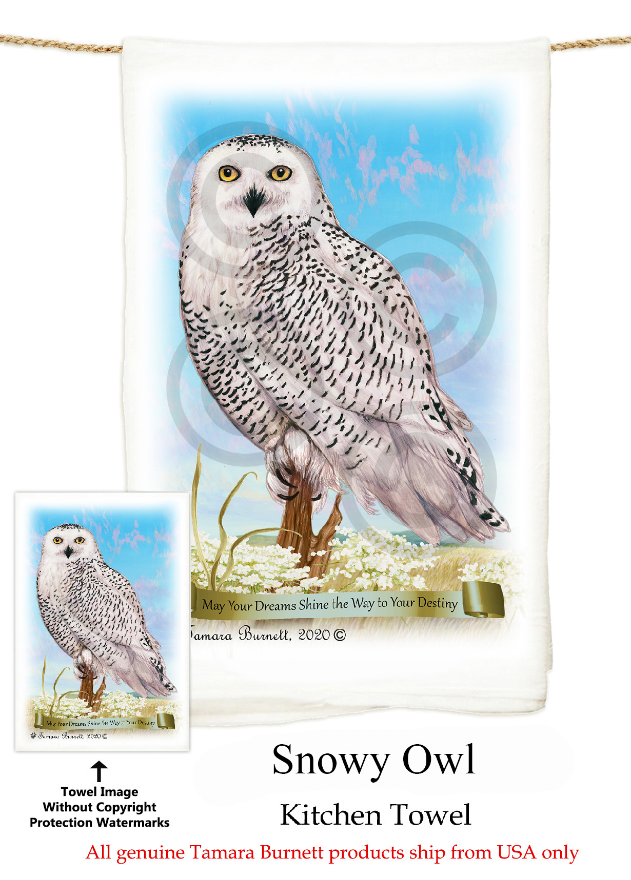 Snowy Owl - Flour Sack Towel image sized 1230 x 1717