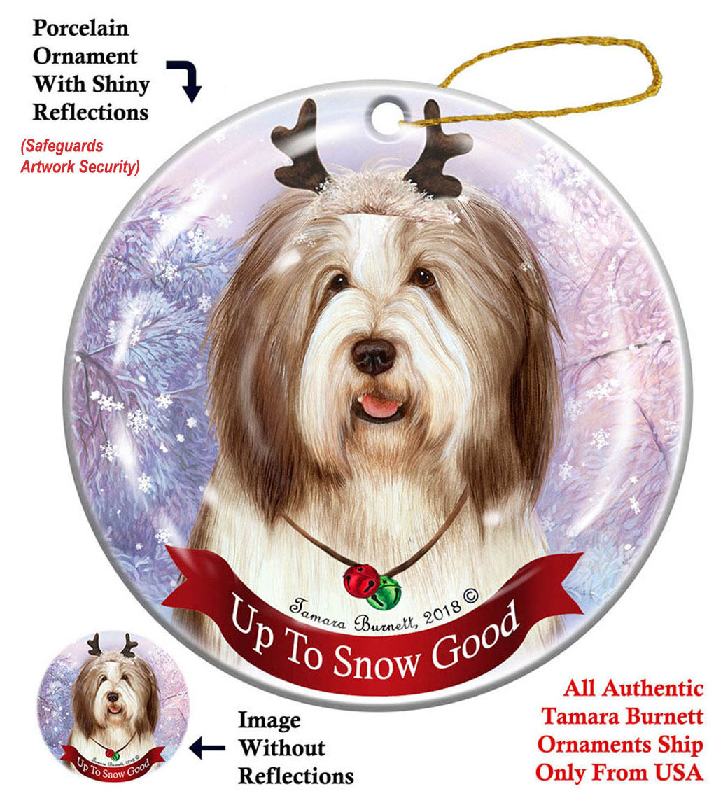 Bearded Collie Dark Liver/White - Up To Snow Good Ornament Image