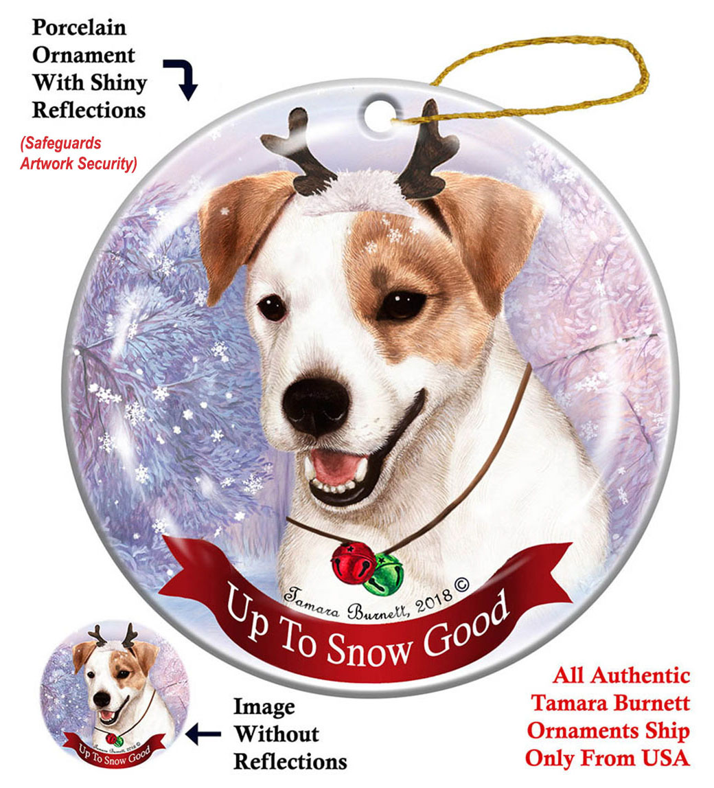 Jack Russell Tan/White - Up To Snow Good Ornament Image